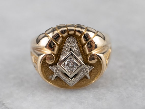 Diamond Scottish Rite Signet Ring 14k Gold Palladium Eagle Yod Masonic –  Jewelryauthority