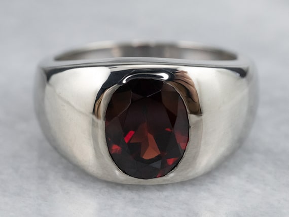 Garnet Statement Ring, Unisex Garnet Ring, Garnet… - image 1