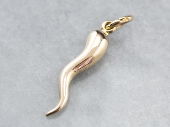 18K Gold Italian Horn Charm, Good Luck Charm, Luck
