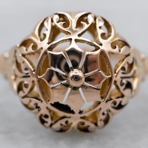 Gold Filigree Mandala Ring, Ornate Gold Ring, Vintage Gold Ring, Statement Ring, Gifts for Her, Estate Jewelry A4132