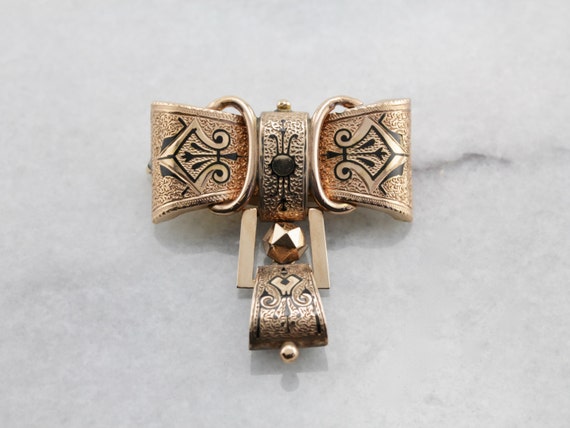 Rose Gold and Enamel Antique Victorian Brooch WCK… - image 2