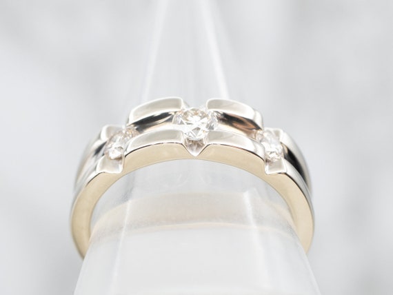 White Gold Three Stone Diamond Band, White Gold D… - image 3