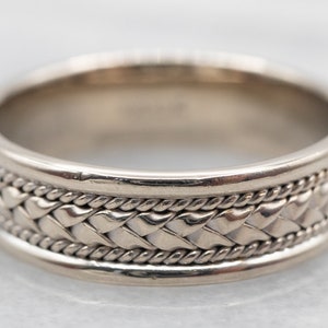 Aliança de casamento Fredrick Goldman em ouro branco 14K trançado