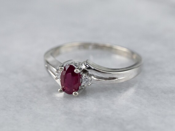 Pretty Ruby and Diamond Bypass Ring, Ruby Anniver… - image 3