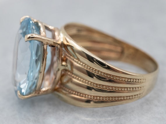 Blue Topaz Cocktail Ring, Yellow Gold Topaz Ring,… - image 4