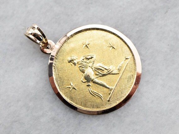Golden Aquarius Pendant, Gold Zodiac Pendant, Yell