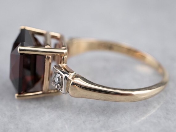 Vintage Garnet and Diamond Ring, Retro Era Garnet… - image 4