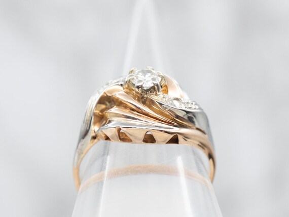 Vintage European Cut Diamond Ring, Swirling Diamo… - image 3
