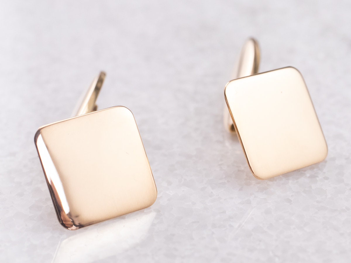 Vintage Rose Gold Cufflinks Plain Gold Cufflinks 18K Gold Etsy