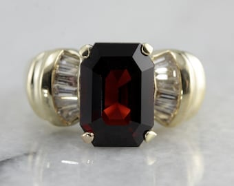 Vintage 1980's Garnet Statement Ring in Yellow Gold  T8V5X3-D