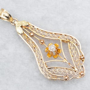 Art Nouveau Old Mine Cut Diamond Lavalier Pendant, Diamond Pendant, Diamond Lavalier, Lavalier Pendant, Old Mine Cut Diamond, Pendant A53563