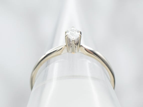 White Gold Marquise Cut Diamond Solitaire Engagem… - image 3