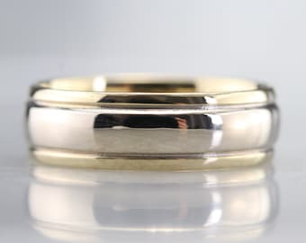 Alliance unisexe en or blanc et jaune 10 carats, 6,0 mm