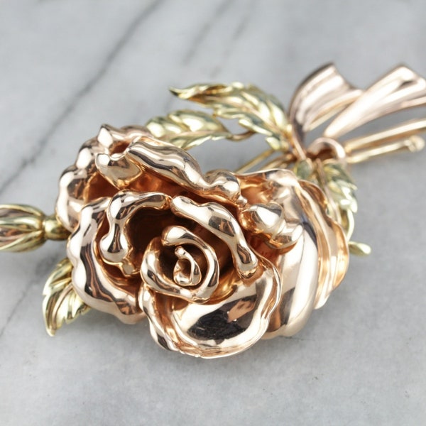 Vintage Tiffany and Company Rose Bouquet Brooch in Solid Gold FEJ86T-R