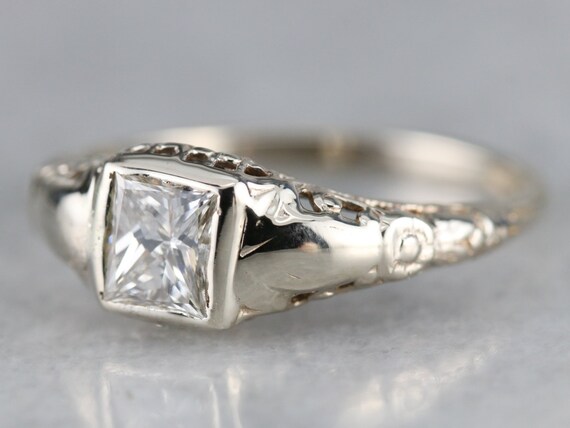 centeret kobling sammen Art Deco Diamond Engagement Ring Princess Cut Diamond Ring - Etsy Australia