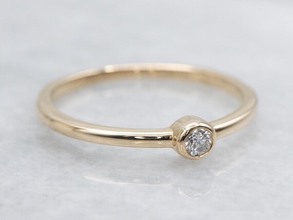 Simple Bezel Set Diamond Solitaire Engagement Ring - image 2