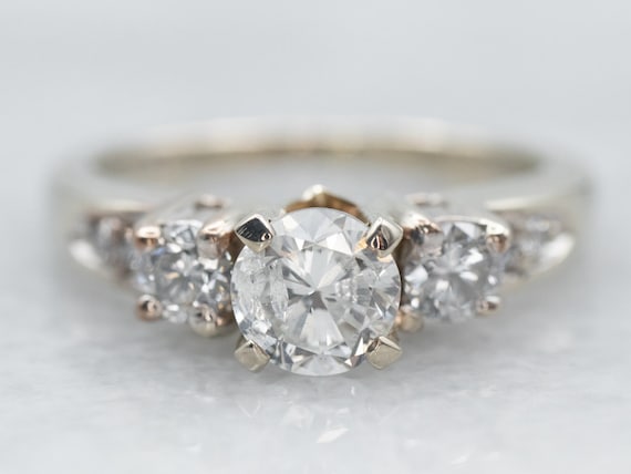 White Gold Diamond Engagement Ring with Diamond A… - image 1