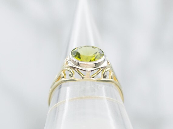 14K Gold Peridot Ring, Openwork Shank, August Bir… - image 3