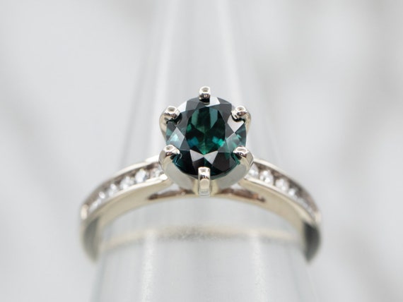 Stunning Green Tourmaline Diamond Ring, White Gol… - image 4