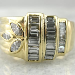 Solid and Bold, Asymmetrical Retro Design Fine Diamond Cocktail Ring TDEHQY-N