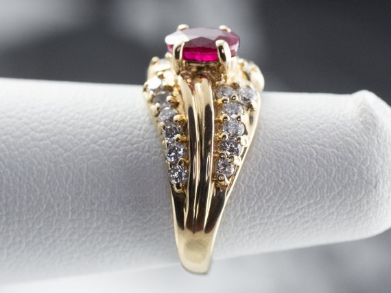 14K Yellow Gold Ruby Diamond Ring, Anniversary Ri… - image 9