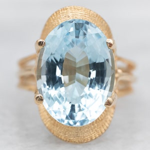 Yellow Gold Blue Topaz Solitaire Ring, Yellow Gold Blue Topaz Ring, Yellow Gold Ring, Blue Topaz Ring, Blue Topaz, Cocktail Ring A30715