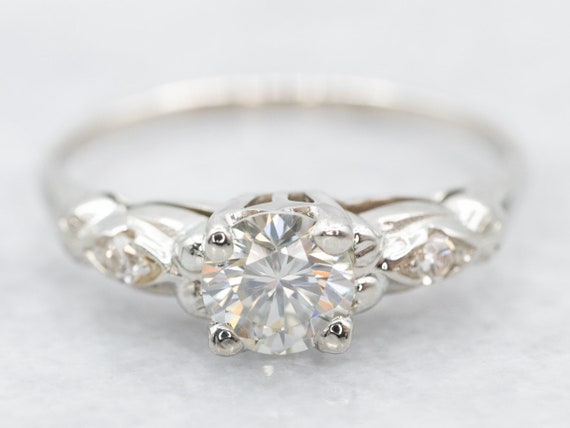 Retro Era Diamond Engagement Ring, Vintage Diamon… - image 1