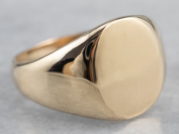 Plain Gold Signet Ring, Oval Signet Ring, Yellow … - image 1