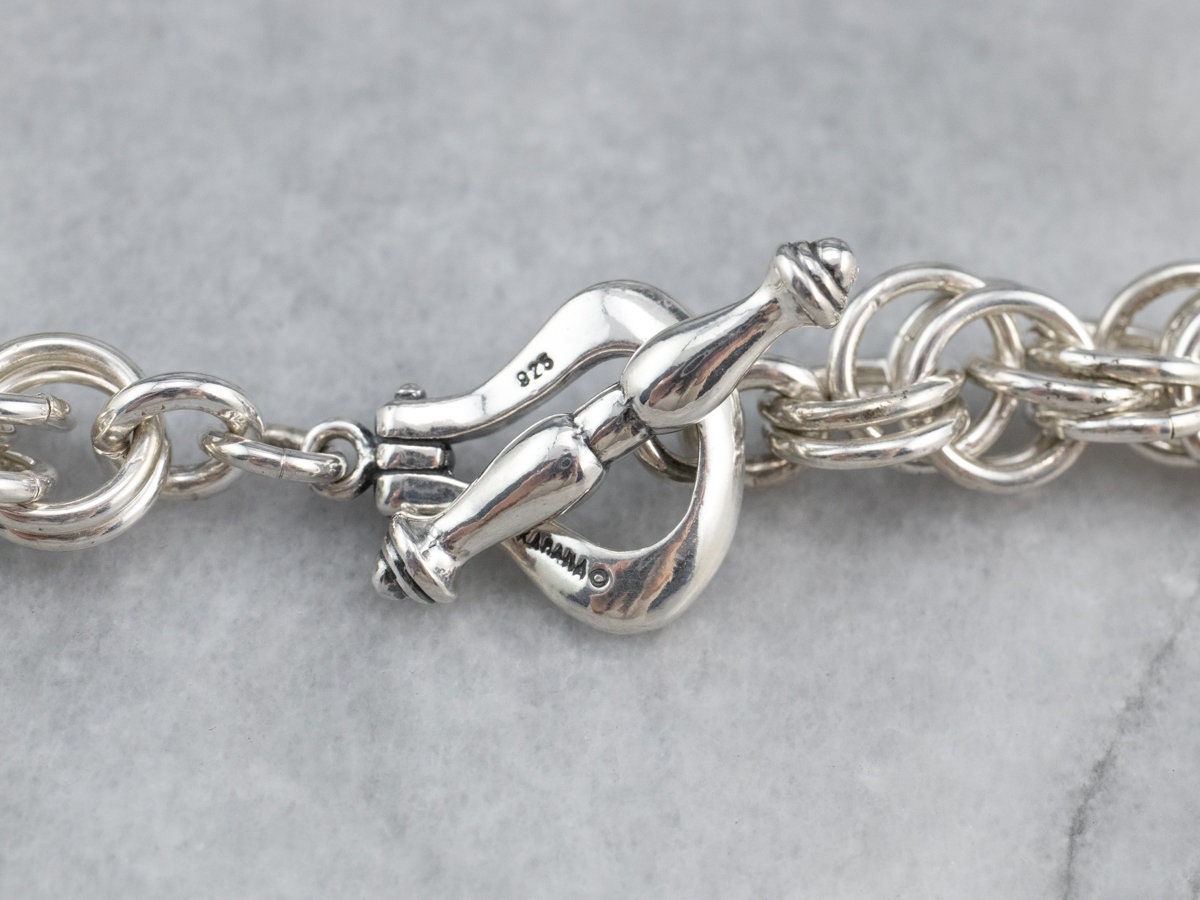 Pure 999 Fine Silver Chain Men Dragon Head Geometry Beads