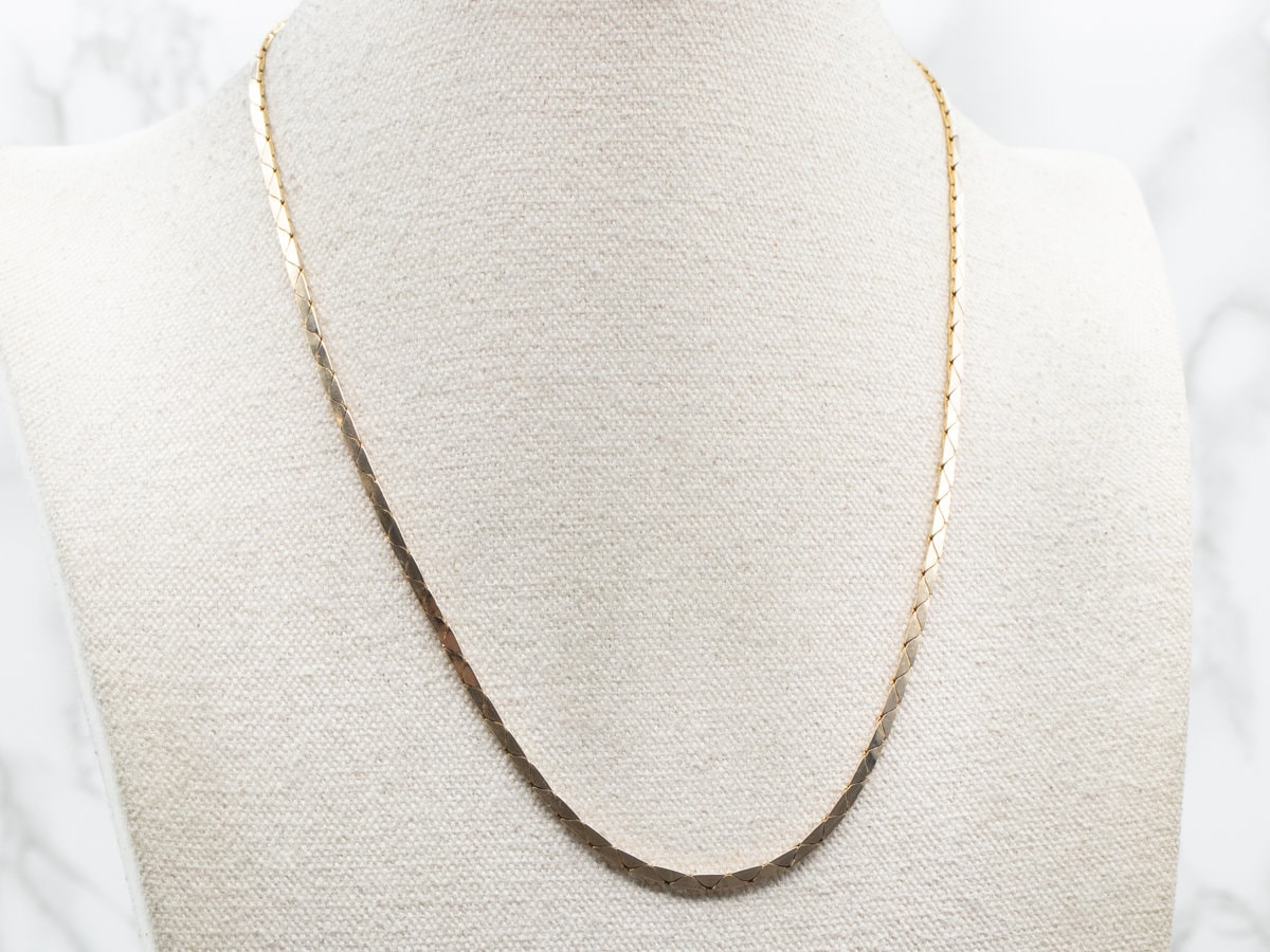Flat Yellow Gold Cobra Link Chain, Flat Chain Necklace, 18 Flat Yellow Gold Cobra Link Chain, Flat Chain Necklace, 18