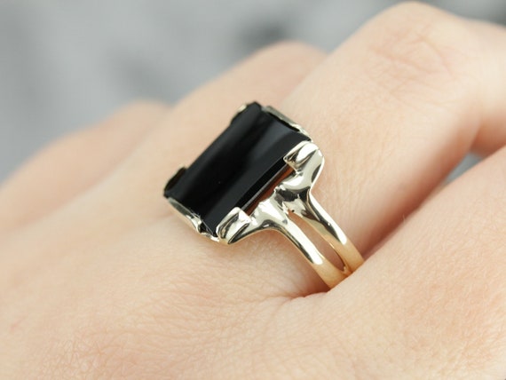 Retro Black Onyx Ring, Onyx Statement Ring, Onyx … - image 6