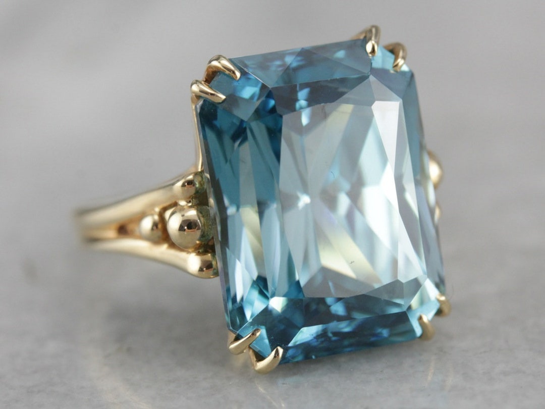 Our Finest Blue Zircon Gemstone, Collector's Quality Cocktail Ring ...