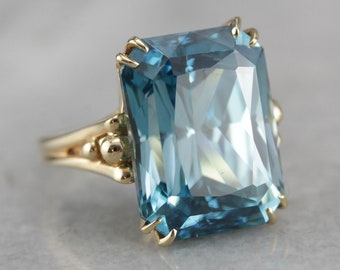 Our Finest Blue Zircon Gemstone, Collector's Quality Cocktail Ring K39JK9-N