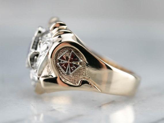 Men's Robust Two Toned Masonic Ring, Vintage Maso… - image 4