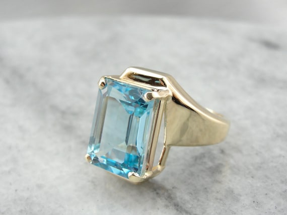 Sleek Modernist Blue Topaz Bypass Ring DMK031-R - image 2