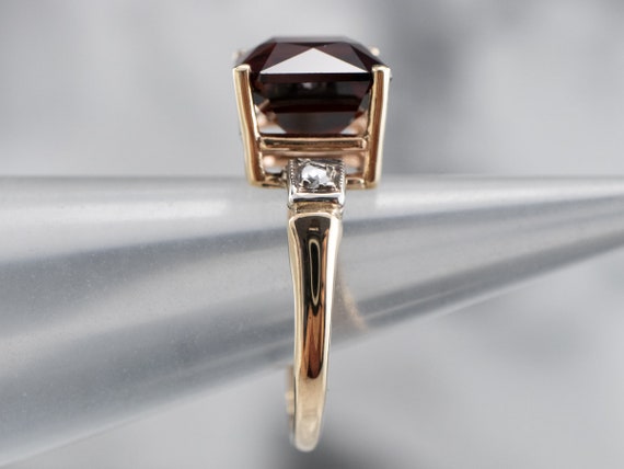 Vintage Garnet and Diamond Ring, Retro Era Garnet… - image 9