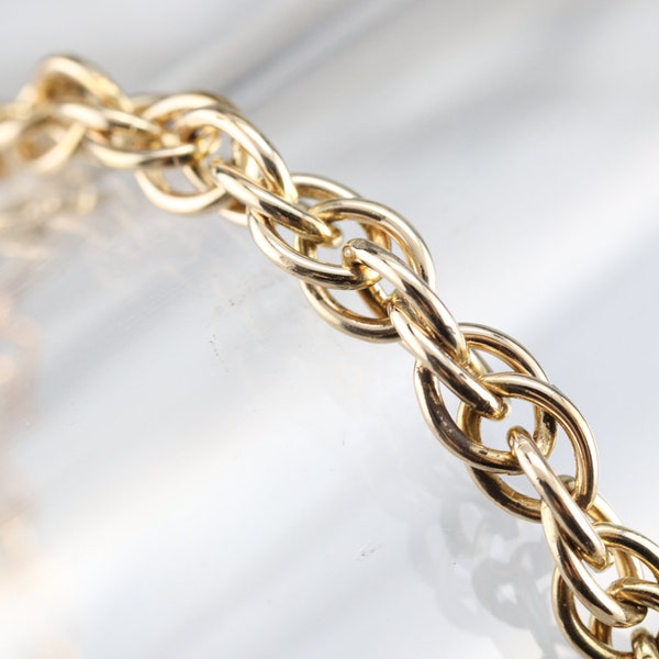 Woven Chain Link Bracelet, Woven Link Bracelet, Rope Chain Bracelet, Yellow Gold Bracelet, Layering Bracelet, Anniversary Gift AT29LML6