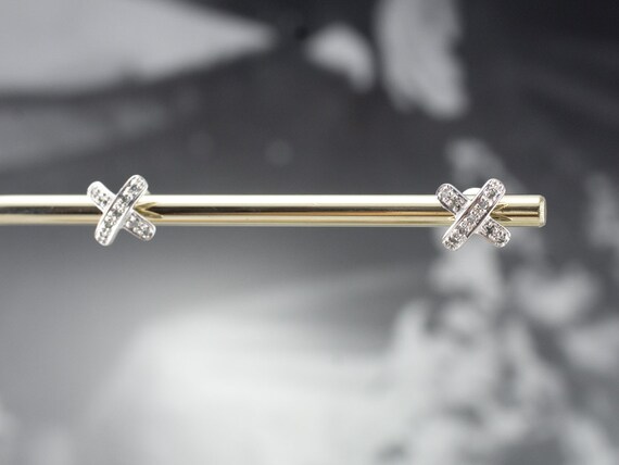 Diamond X Stud Earrings, White Gold Diamond Earri… - image 9