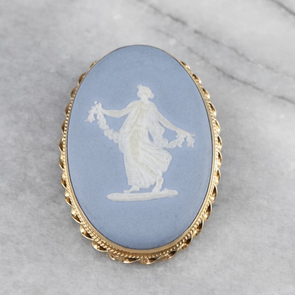 Vintage Wedgwood Cameo Brooch, Wedgwood Cameo Jewelry, Yellow Gold Cameo Brooch, Cameo Collector, Gold Cameo Brooch or Pendant 0QD5H5VZ