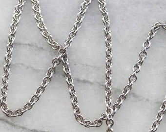 Platinum Rolo Link Chain Necklace, Unisex Pendant Chain, 15 Inches