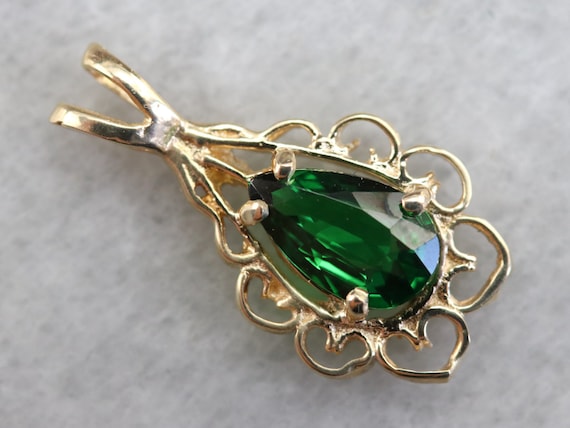 Tsavorite Garnet Pendant, Yellow Gold Garnet Pend… - image 1