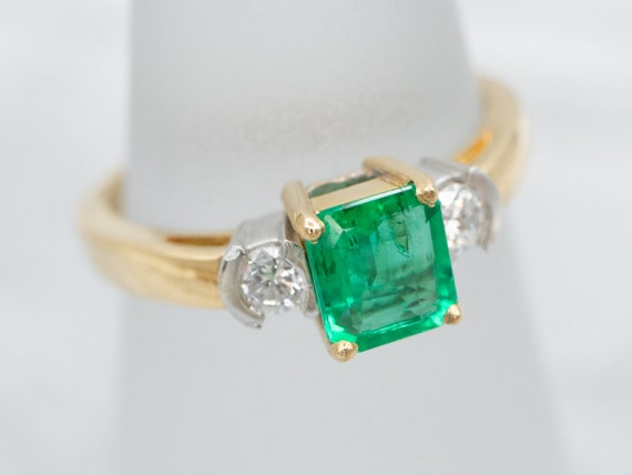 Emerald and Diamond Ring, Emerald Engagement Ring… - image 4