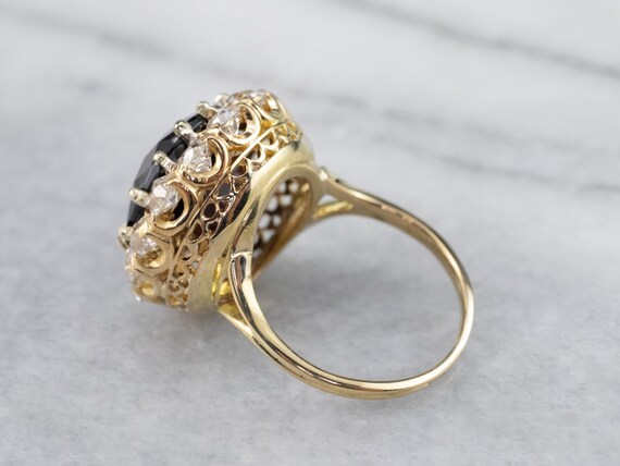 14K Gold Garnet Diamond Statement Ring, 9.40 Carat - image 4