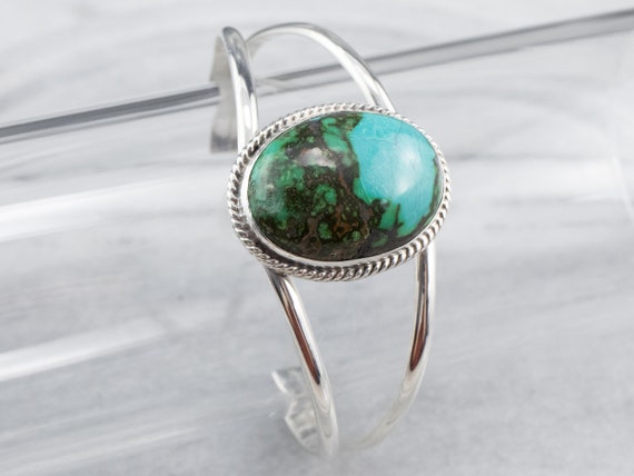 Sterling Silver Turquoise Bracelet, Silver Cuff B… - image 10