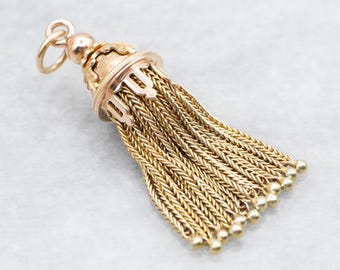 Colgante victoriano con borla de oro de 10 quilates, joyería antigua de época