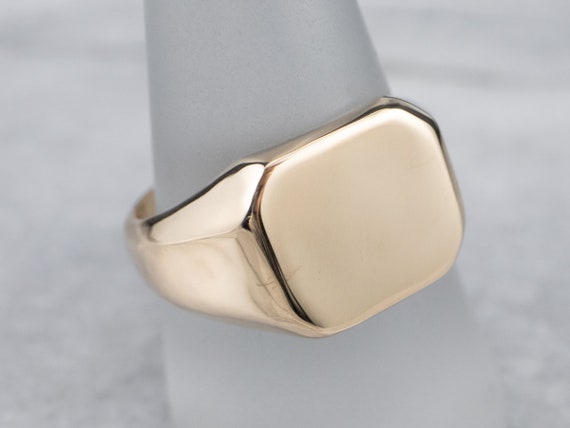 Vintage Gold Signet Ring, Unisex Signet Ring, Yel… - image 6