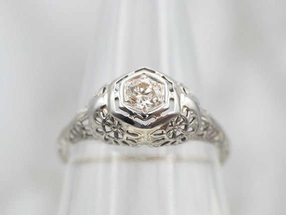 European Cut Diamond Engagement Ring, Diamond 18K… - image 5