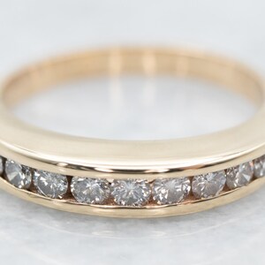 Channel Set Diamond Wedding Band, Yellow Gold Diamond Band, 14K Gold Wedding Band, Diamond Stacking Band, Anniversary Band A20751