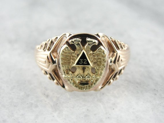 Simply Handsome Vintage Masonic Ring In Rose Gold… - image 2