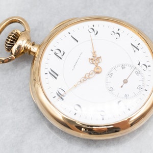 Yellow Gold Open Face Pocket Watch with &quot;CES&quot; Engraved, Antique Gold Pocket Watch, Unisex Gift, Antique Watch, Estate Jewelry A26007